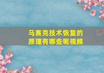 马赛克技术恢复的原理有哪些呢视频