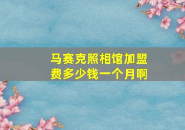 马赛克照相馆加盟费多少钱一个月啊