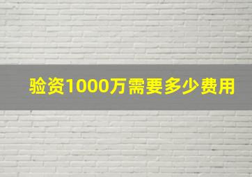 验资1000万需要多少费用