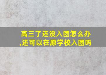 高三了还没入团怎么办,还可以在原学校入团吗