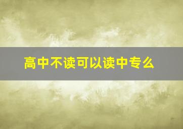 高中不读可以读中专么