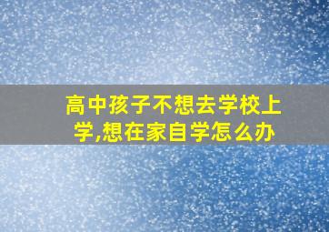 高中孩子不想去学校上学,想在家自学怎么办