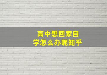 高中想回家自学怎么办呢知乎