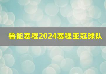 鲁能赛程2024赛程亚冠球队