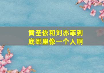 黄圣依和刘亦菲到底哪里像一个人啊