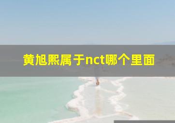 黄旭熙属于nct哪个里面