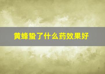 黄蜂蛰了什么药效果好