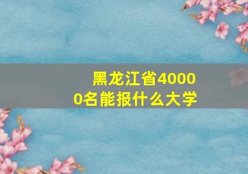 黑龙江省40000名能报什么大学