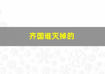 齐国谁灭掉的