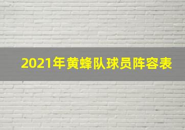 2021年黄蜂队球员阵容表