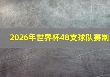 2026年世界杯48支球队赛制