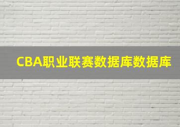 CBA职业联赛数据库数据库