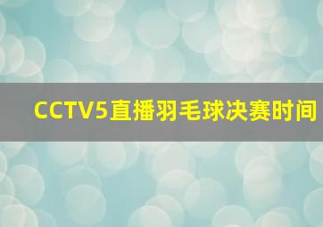 CCTV5直播羽毛球决赛时间