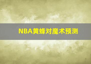 NBA黄蜂对魔术预测