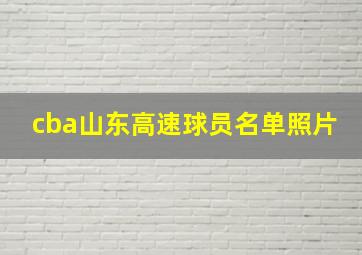 cba山东高速球员名单照片