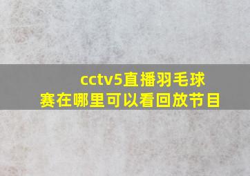 cctv5直播羽毛球赛在哪里可以看回放节目