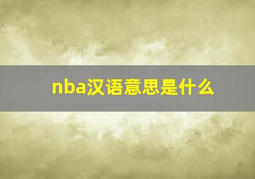 nba汉语意思是什么