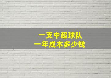 一支中超球队一年成本多少钱