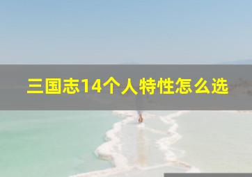 三国志14个人特性怎么选