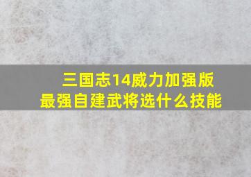 三国志14威力加强版最强自建武将选什么技能