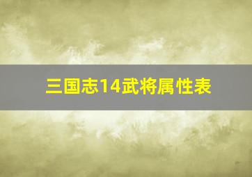 三国志14武将属性表