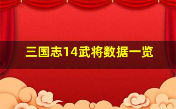 三国志14武将数据一览