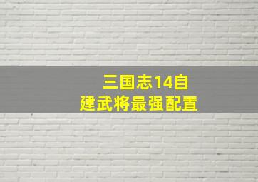 三国志14自建武将最强配置