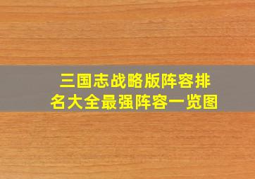 三国志战略版阵容排名大全最强阵容一览图