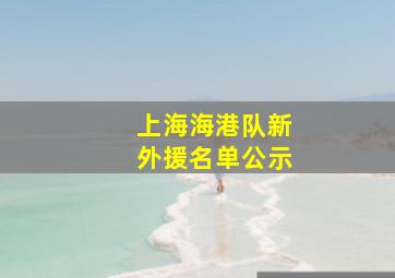 上海海港队新外援名单公示