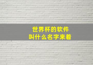 世界杯的软件叫什么名字来着