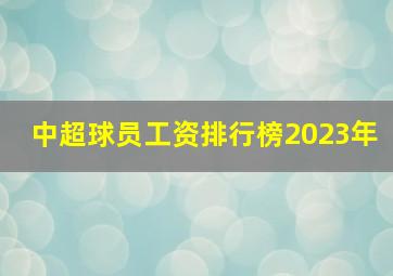 中超球员工资排行榜2023年