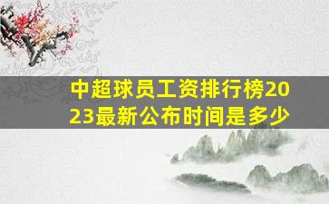 中超球员工资排行榜2023最新公布时间是多少