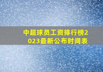 中超球员工资排行榜2023最新公布时间表