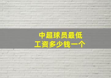 中超球员最低工资多少钱一个