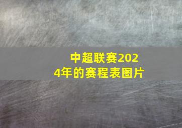 中超联赛2024年的赛程表图片