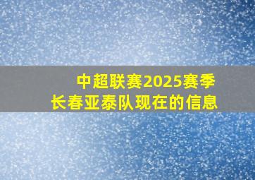 中超联赛2025赛季长春亚泰队现在的信息