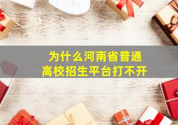 为什么河南省普通高校招生平台打不开