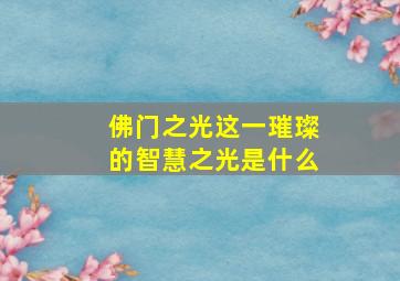 佛门之光这一璀璨的智慧之光是什么