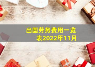 出国劳务费用一览表2022年11月