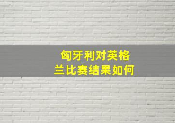 匈牙利对英格兰比赛结果如何