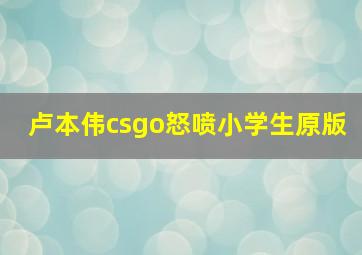 卢本伟csgo怒喷小学生原版