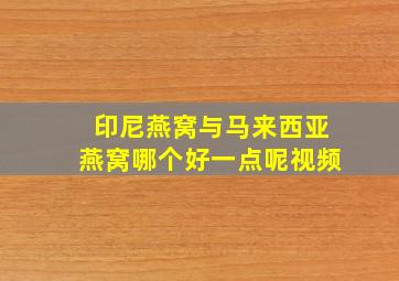 印尼燕窝与马来西亚燕窝哪个好一点呢视频