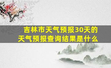 吉林市天气预报30天的天气预报查询结果是什么