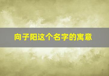 向子阳这个名字的寓意