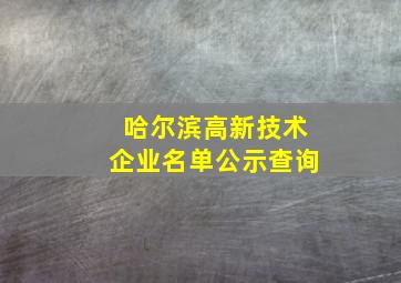 哈尔滨高新技术企业名单公示查询