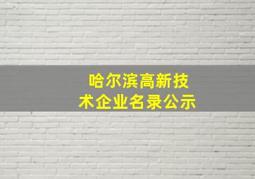 哈尔滨高新技术企业名录公示