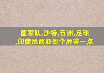 国家队,沙特,五洲,足球,印度尼西亚哪个厉害一点