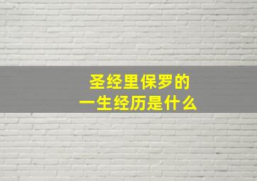 圣经里保罗的一生经历是什么