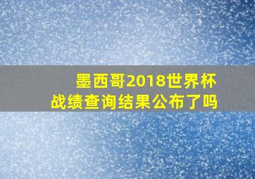 墨西哥2018世界杯战绩查询结果公布了吗