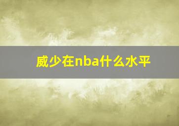 威少在nba什么水平